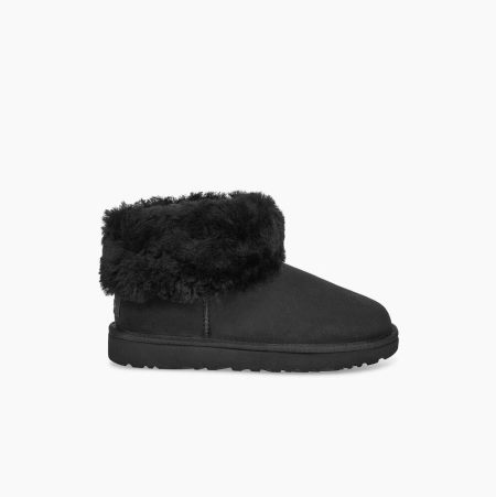 UGG Classic Mini Fluff Black Boots for Women (EMOV18359)